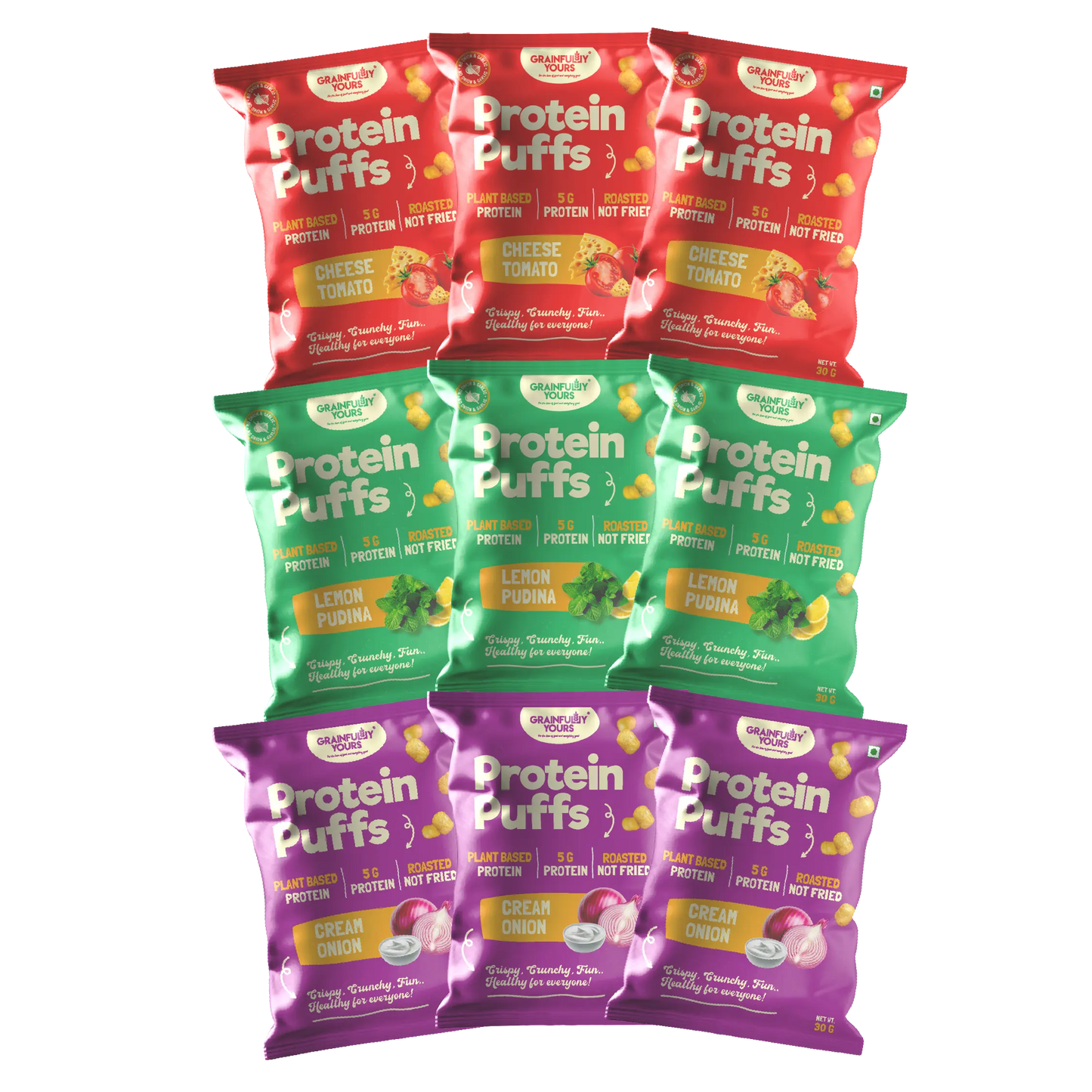 Grainfully Yours - Protein Puffs (30 gms, Pack of 3, Variety Pack)