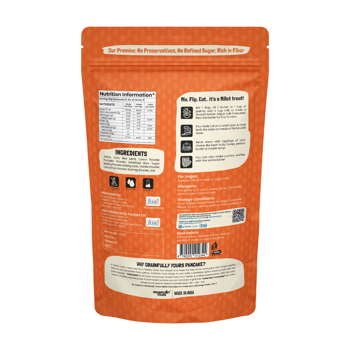 Classic Carrot Pumpkin - Millet Pancakes & Waffle Mix