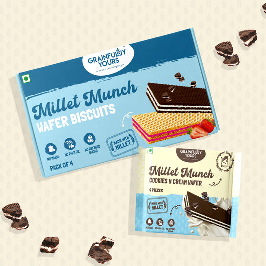 Millet Munch - Wafer Biscuits | Cookies and Cream flavor
